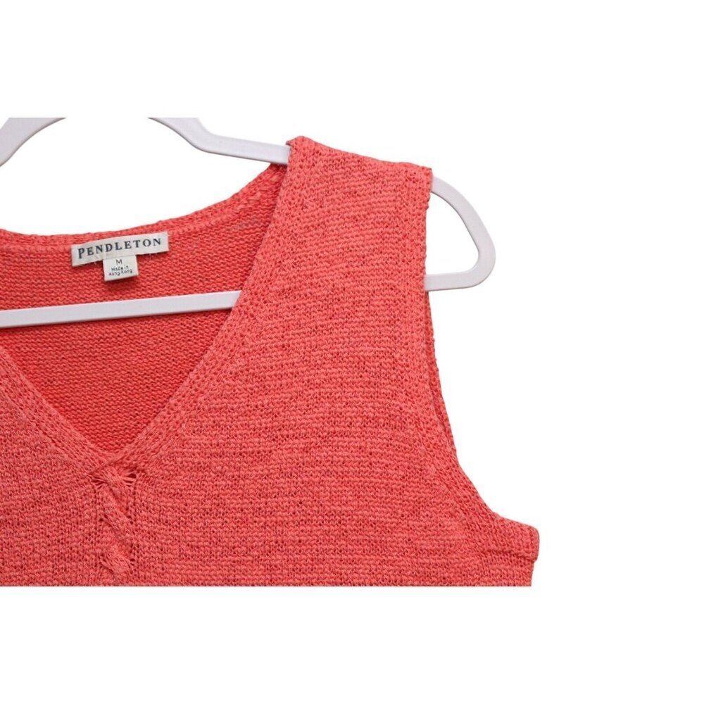 Pendleton Sleeveless Sweater Size Medium Pink Coral Open Knit Preppy Beach Tank - Picture 5 of 11